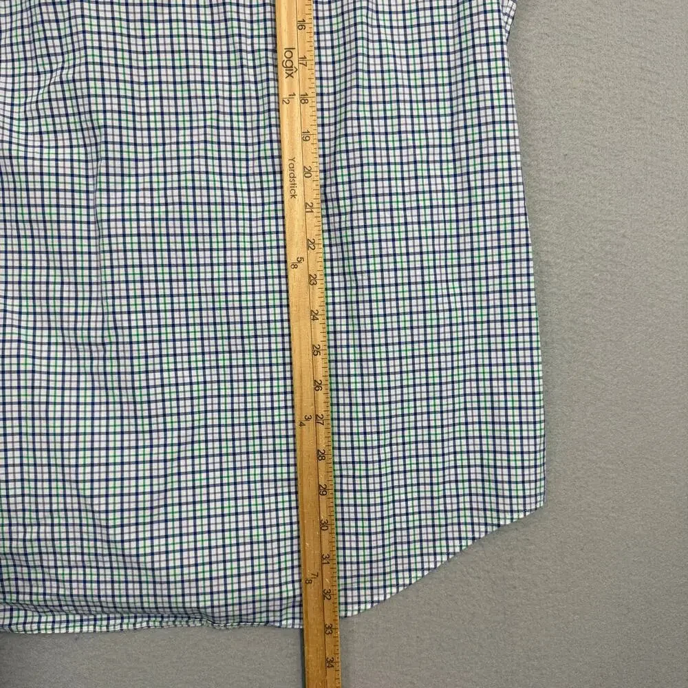 Polo Ralph Lauren Button Down Shirt Men's Extra Large White Blue Green Plaid